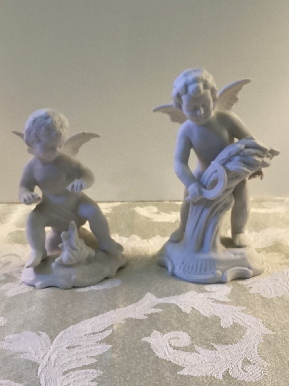 DRESDEN ANGEL Figurine-White PORCELAIN ANGEL-Germany Two Figurines